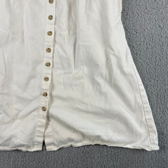 Loup Women's Small White Cotton Spandex Button Up Sleeveless Dress : Made in USA - Picture 4 of 14